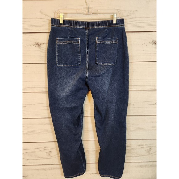 Pure Jill Women's Blue Mid‎ Rise Denim Elastic Waist Slim Leg Ankle Jeans Medium - Picture 2 of 7